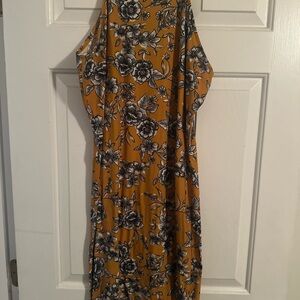 New Look Mustard and Black Floral Midi Dress